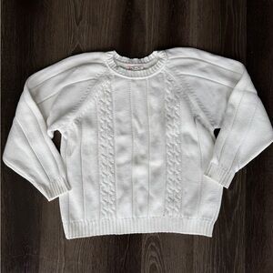Talbots white Cable Knit Sweater women’s small 100% cotton
